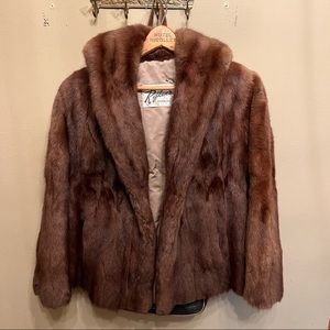 Real Fur Jacket Brown Cropped Small Vintage Rifkens IL